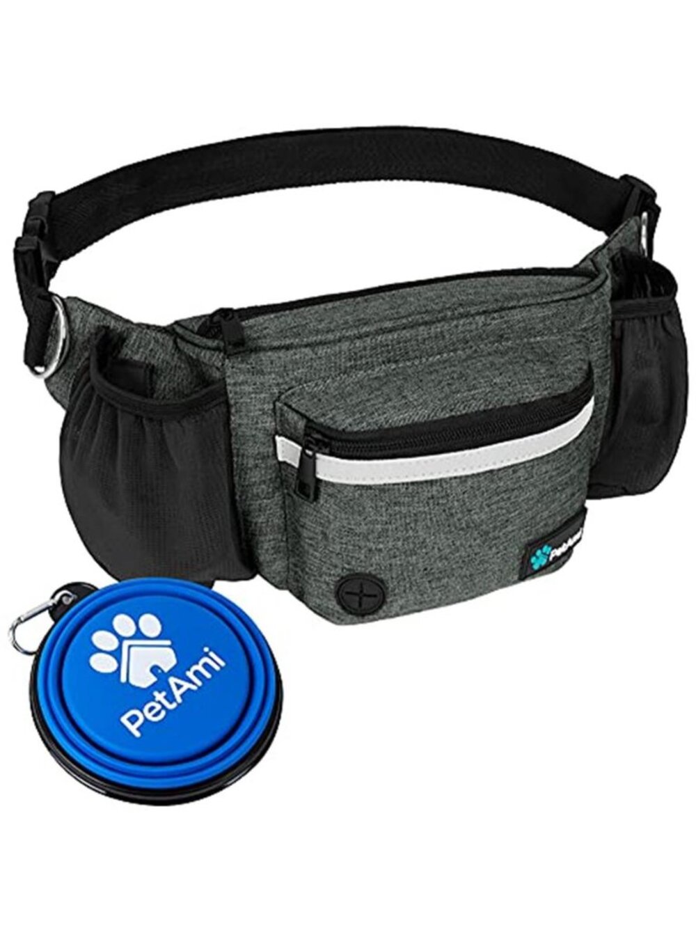 Dog Fanny Pack Treat Pouch for Dog Walking Training Dark Gray